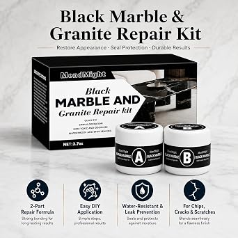 Tile, Granite and Ceramic Tile Repair Kit, Black Tub Fibreglass Repair Kits with Strong Adhesion, Shower Tray Repair Kit for Chips Holes Dents Defects Scratches Cracks