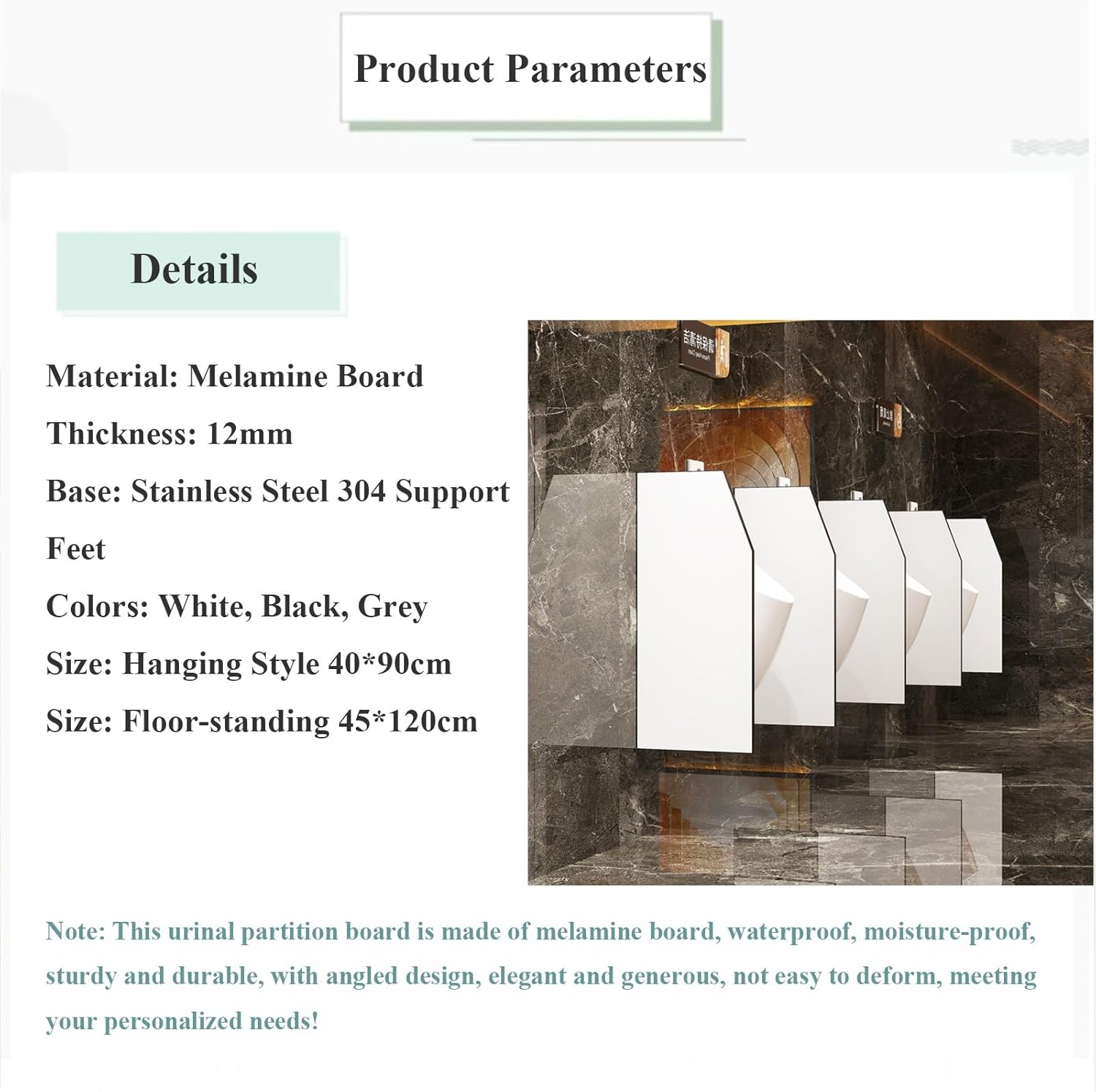 Stainless Steel Urinal Partition, Durable Privacy Screen for Enhanced Men's Restroom Privacy in Schools, Hospitals, and Companies