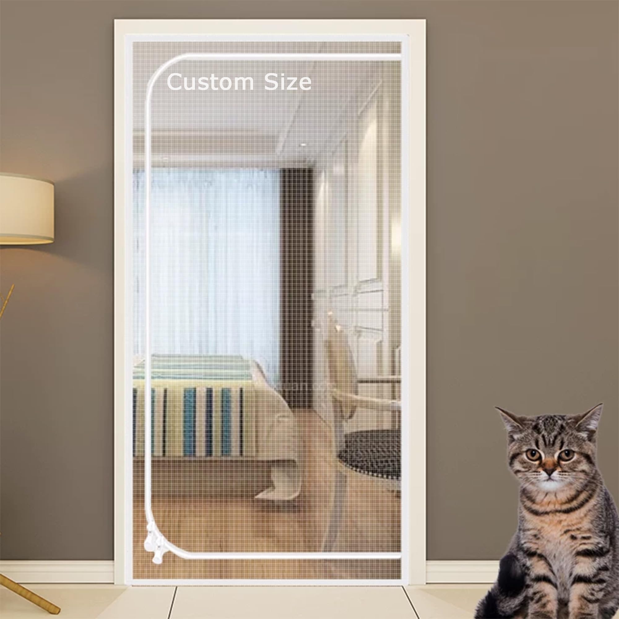 Customize Cat Proof Screen Door, Pet Protection Screen, Anti-Mosquito Door Curtain, Partition Mesh Cat Resistant Mesh, Ideal for Living Room Bedroom Kitchen (W*H:110x220cm)