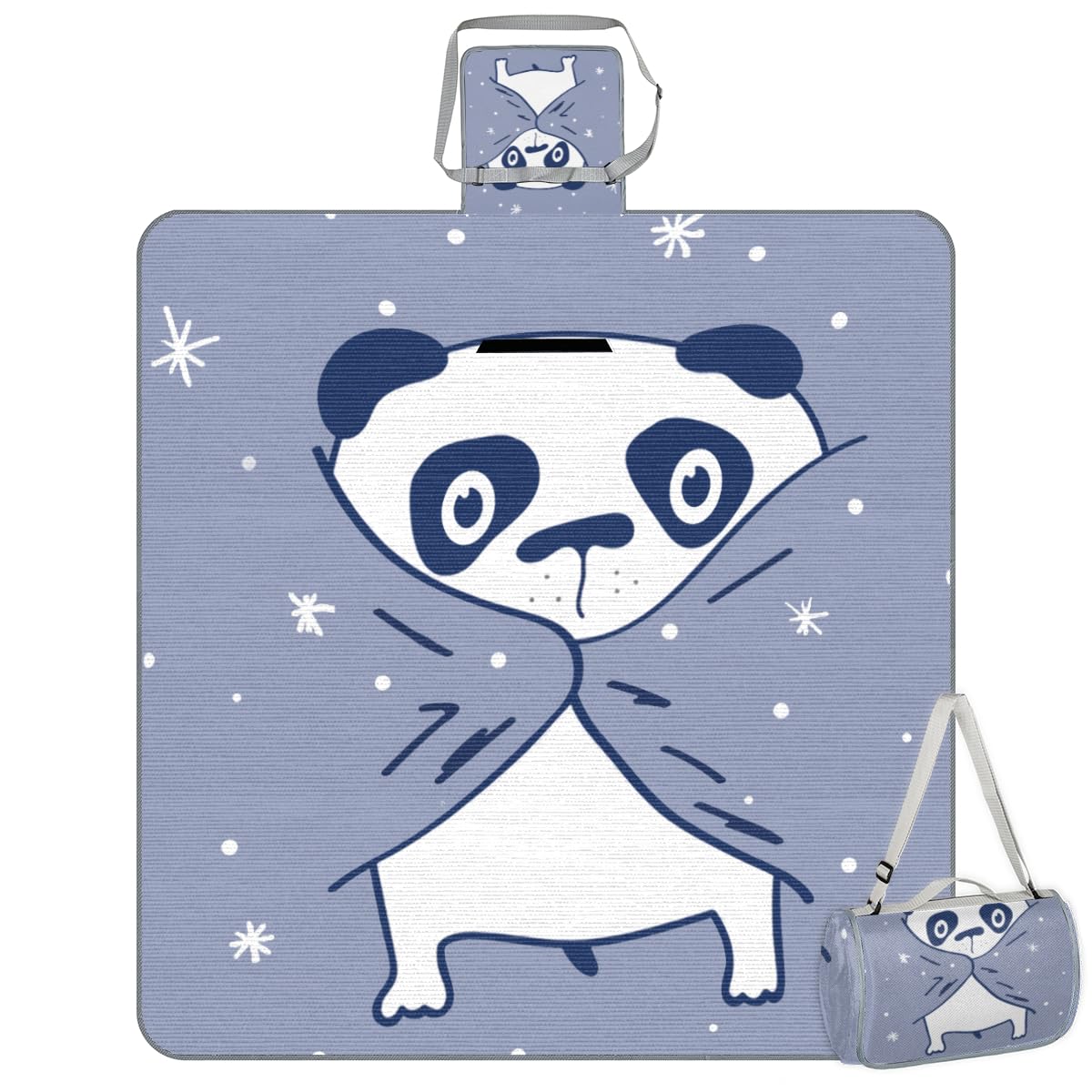 Shimoshe Picnic Blankets 57”x 59”, Quilted Panda Waterproof Sandproof Picnic Mat Lightweight Foldable Beach Blanket for Camping Park Grass Beach Outdoor Blanket