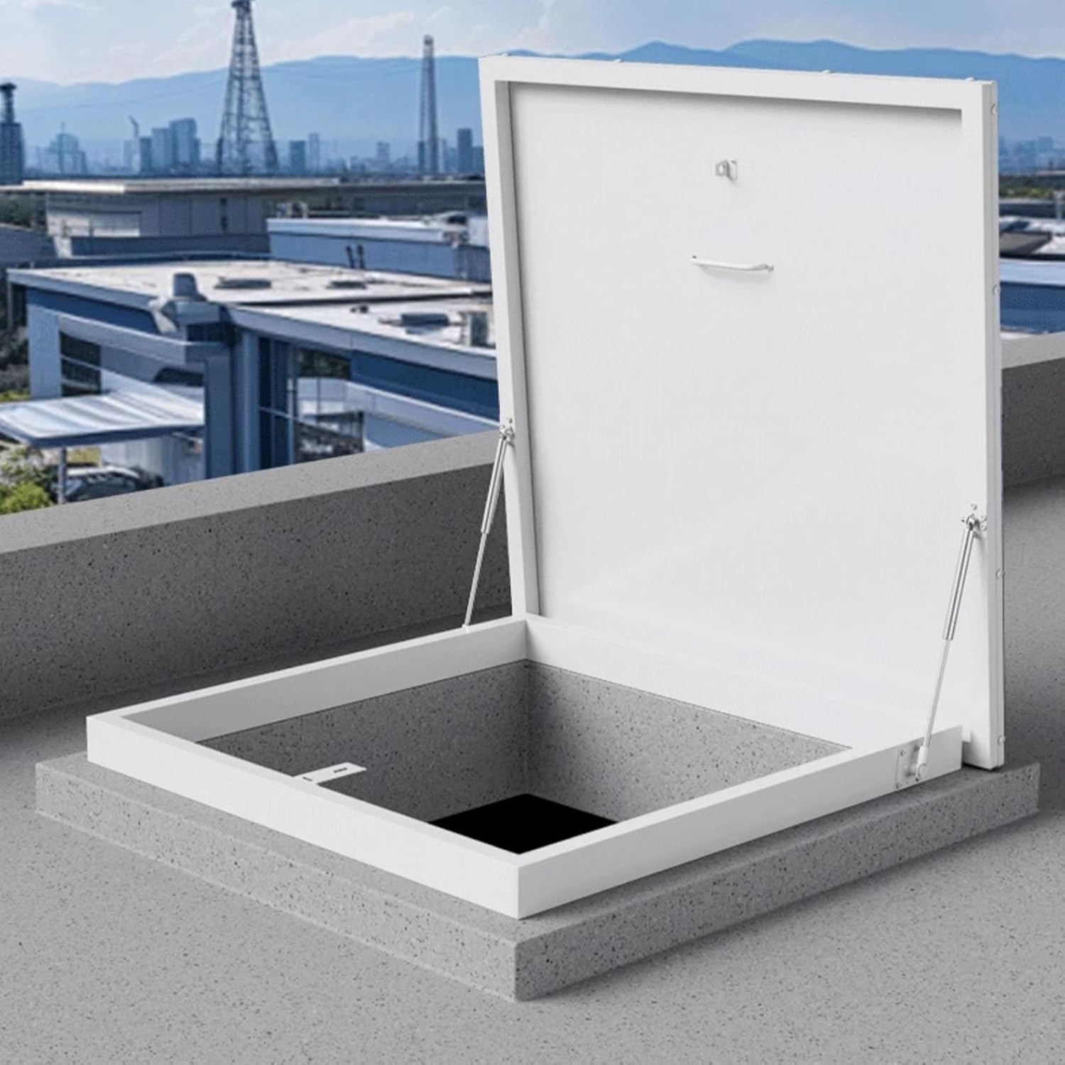 Aluminum Alloy Coated Roof Hatch, Rainproof Rooftop Maintenance Hatch, Metal Emergency Access Security Door for Home Industries, Suitable for Home Industry(60 * 60cm/23.6 * 23.6in)
