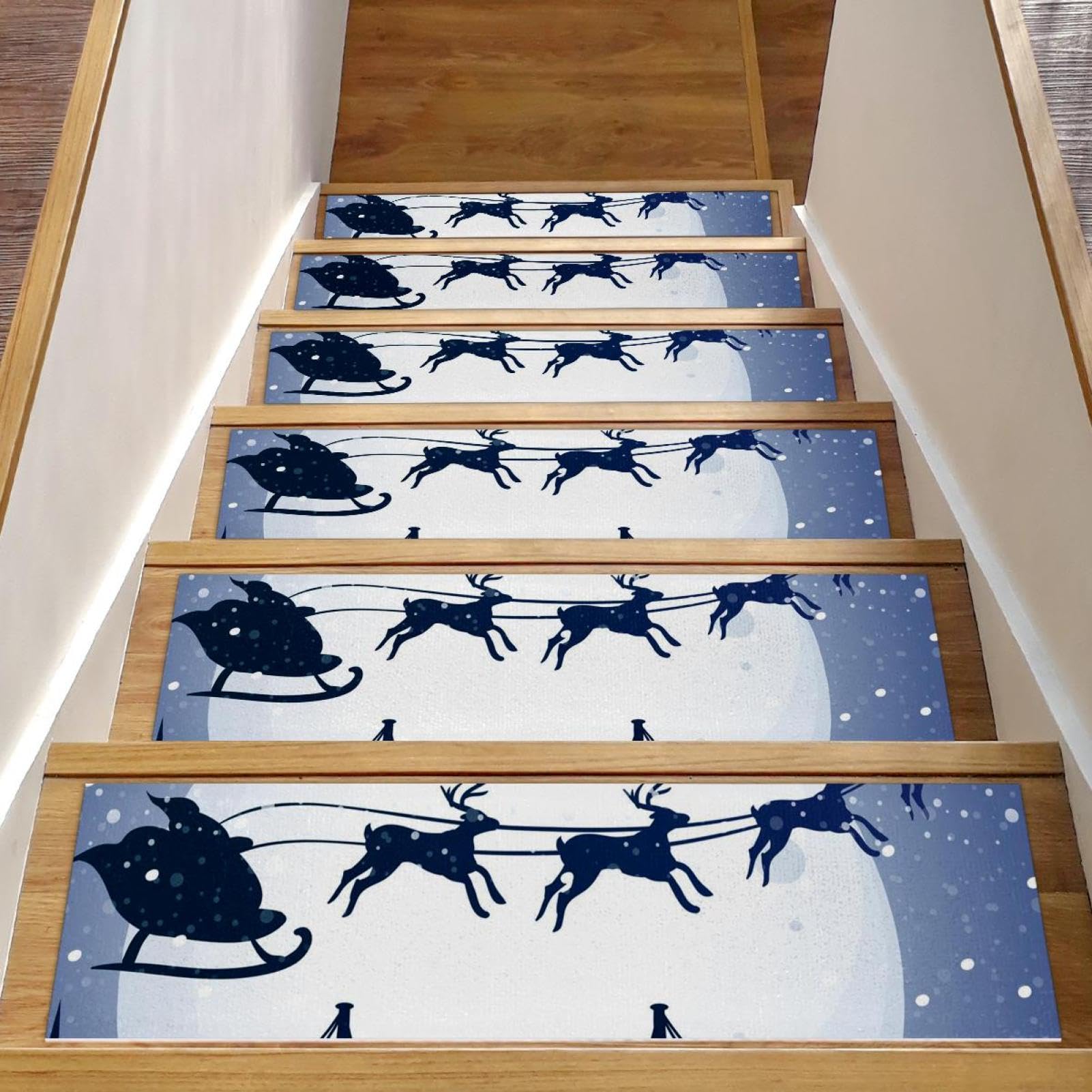 Tapis d'escalier antidérapants de Noël en velours doux pour protection des marches