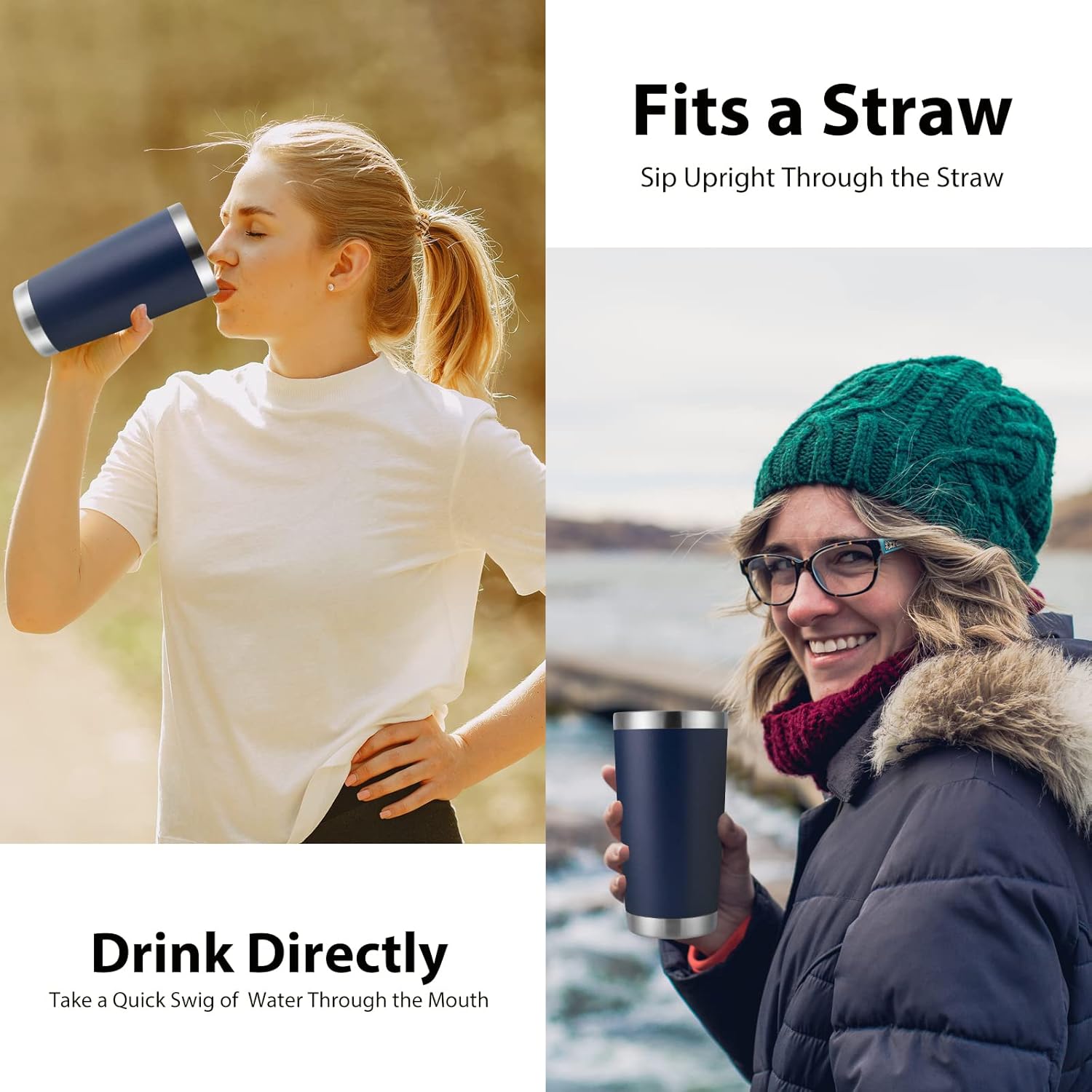 DOMICARE 20oz Stainless Steel Tumbler Bulk with Lid, Double Wall Vacuum Insulated Travel Mug, Powder Coated Coffee Cup (Navy, 12) - Image 4