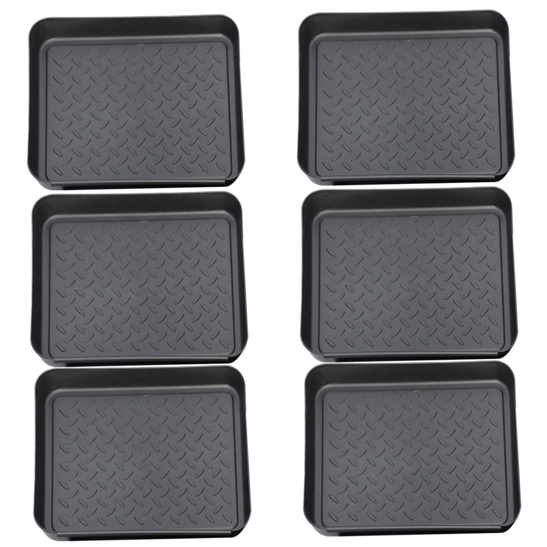 Plateaux de bottes pour entrée : lot de 6 tapis de chaussures étanches en plastique noir robustes