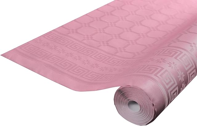 Pro Nappe R485086I Profesjonalny obrus ze wzorem papieru damaszkowego w rolce 50m długości x 1,20m szerokości jednorazowy, uniwersalny szykowny i klasyczny nakrycie stołu 1 sztuka kolor pudrowy róż