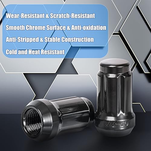 Miniatura 2 de NPAUTO Tuercas de rueda de rosca de 12 pulgadas x 20, asiento de abultamiento cónico, ranura de bellota de extremo cerrado de abultamiento de 1.38