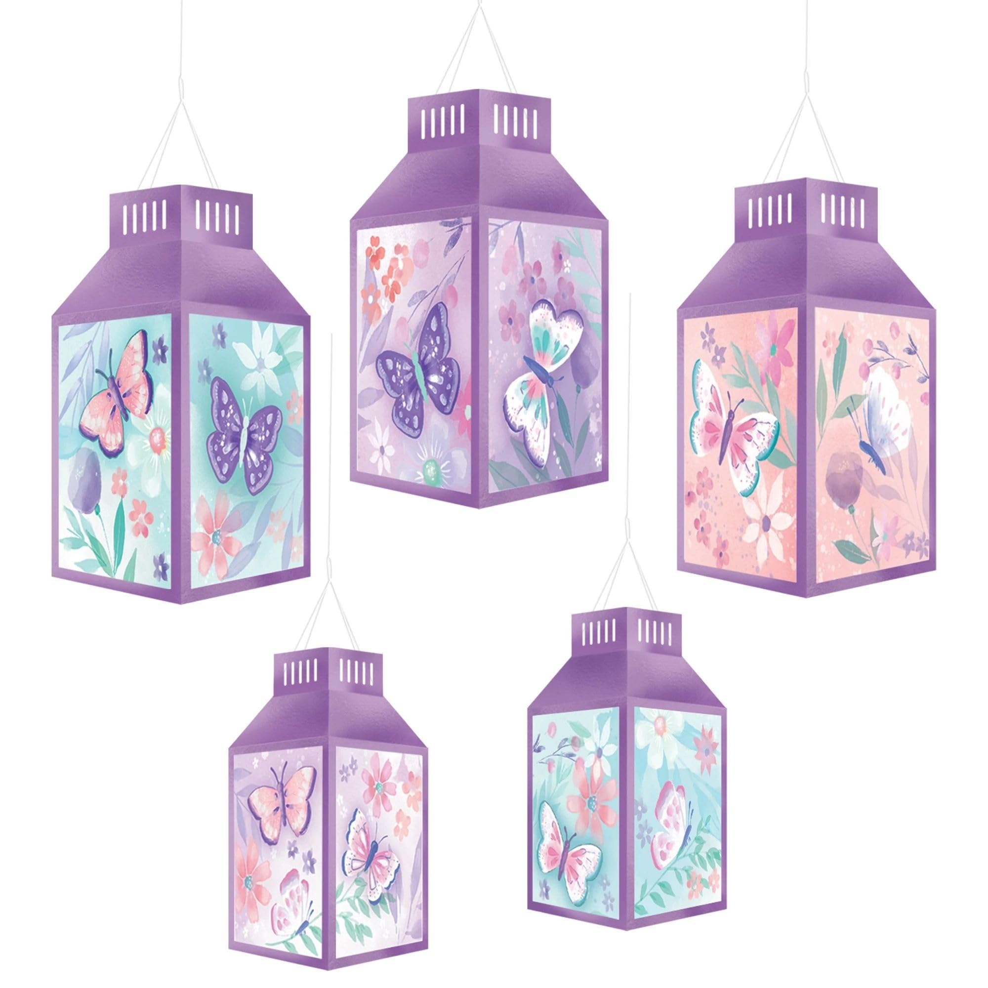 Stunning Multicolor Flutter Hot-Stamped Paper Lanterns - Pack of 5 - Unique & Eye-Catching Design, Sturdy Decorations - Ideal for Any Event