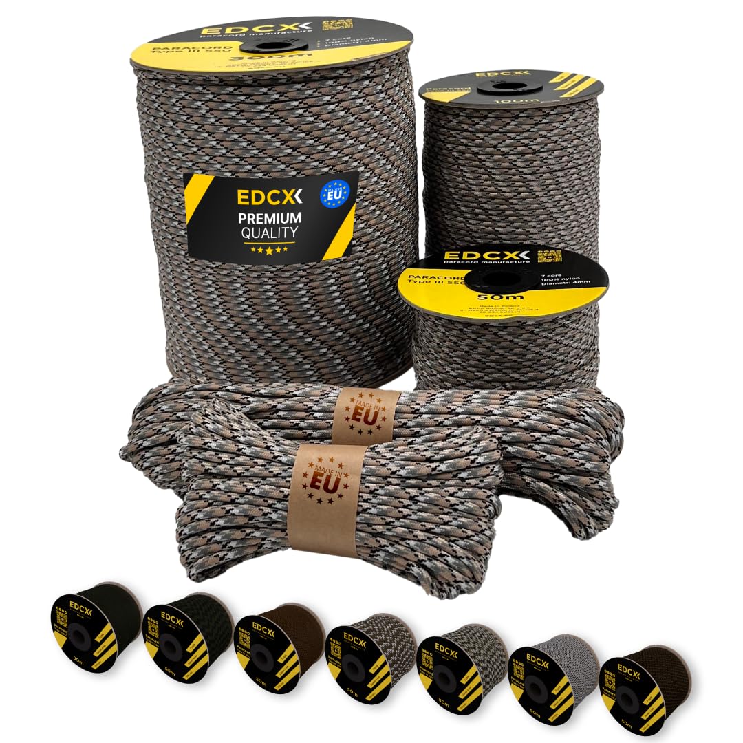 Edcx Scorpion Paracord 4Mm, 20+ Military Colors (15M, 30M, 50M, 100M, 300M) | Ideal For Camping, Survival, Outdoor, Crafting, Diy | 100% Nylon Rope 4Mm | Tactical Cord 550 Type Iii (, 30 M)