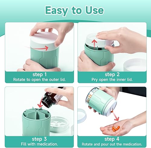 Miniatura 2 de Organizador semanal de pastillas de viaje, organizador diario de pastilleros con 7 compartimentos grandes, pastillero fácil de cargar, dispensador