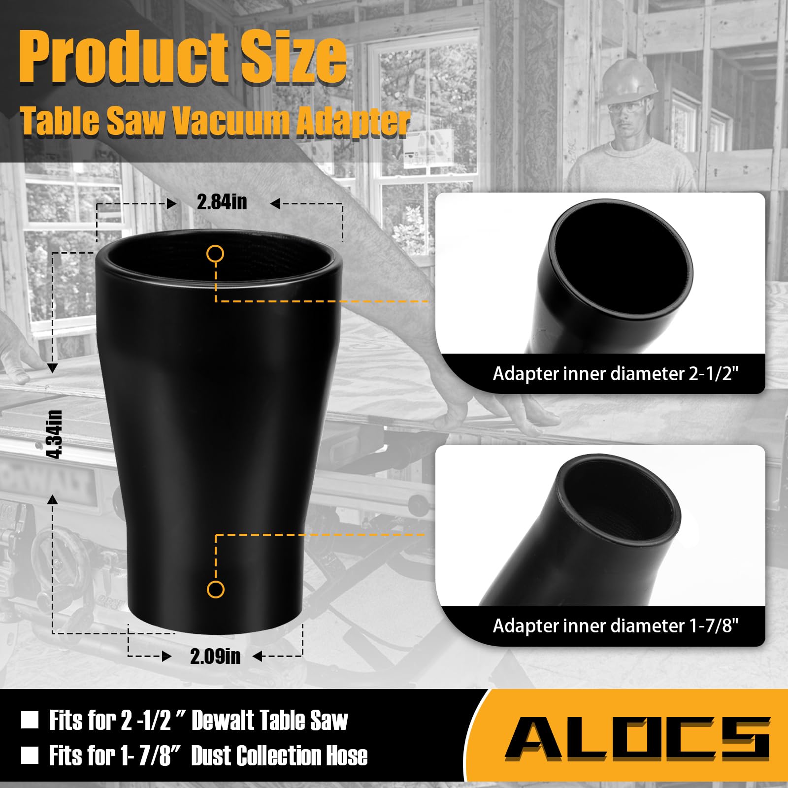Table Saw Vacuum Adapter for Dewalt DWE7491RS - Dewalt Dust