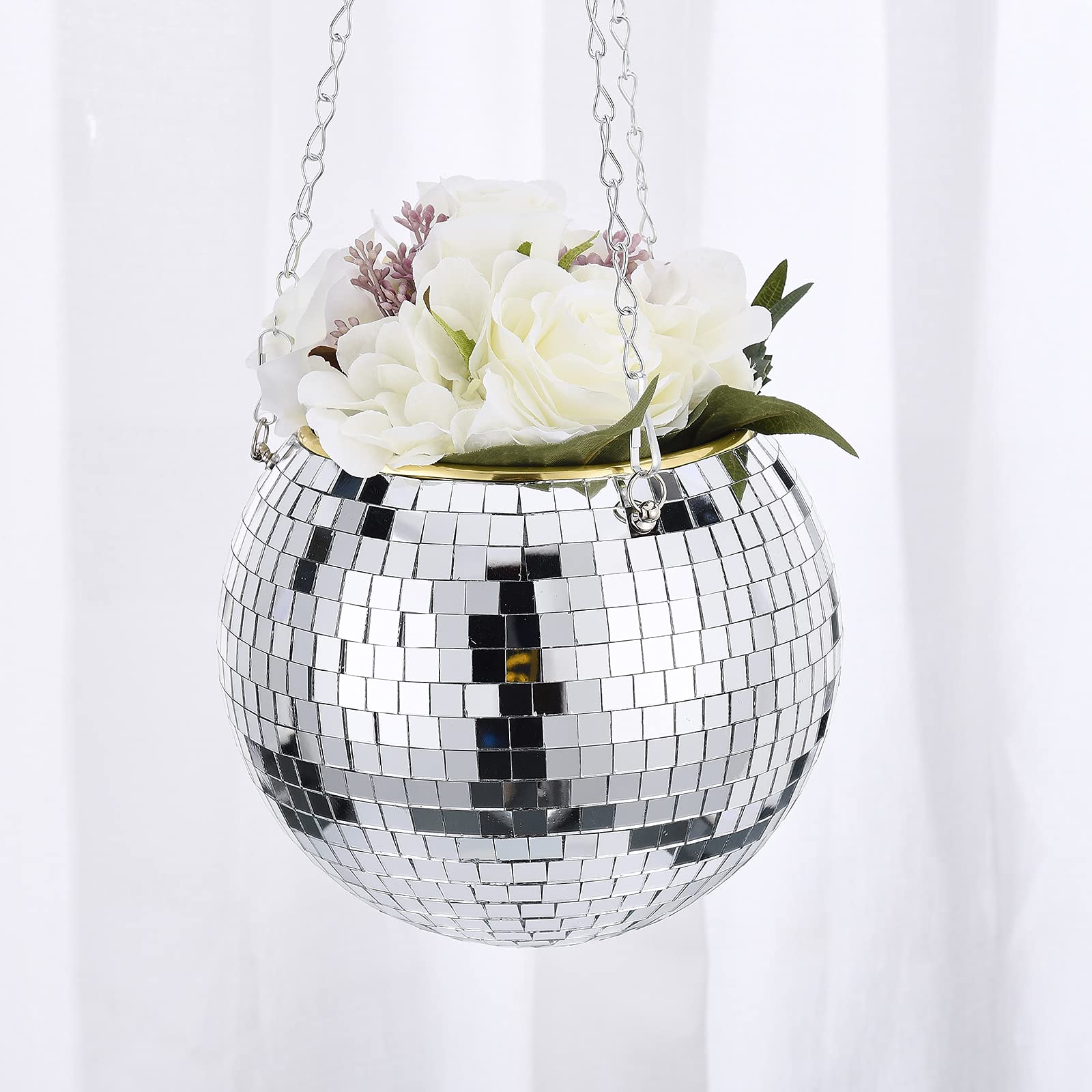 Spiegel Disco Bal Hangende Plantenbak Mand Boheemse Stijl Indoor Shining Bloempot Moderne Raam Muur Planten Houder Vaas Home Office Decoratie