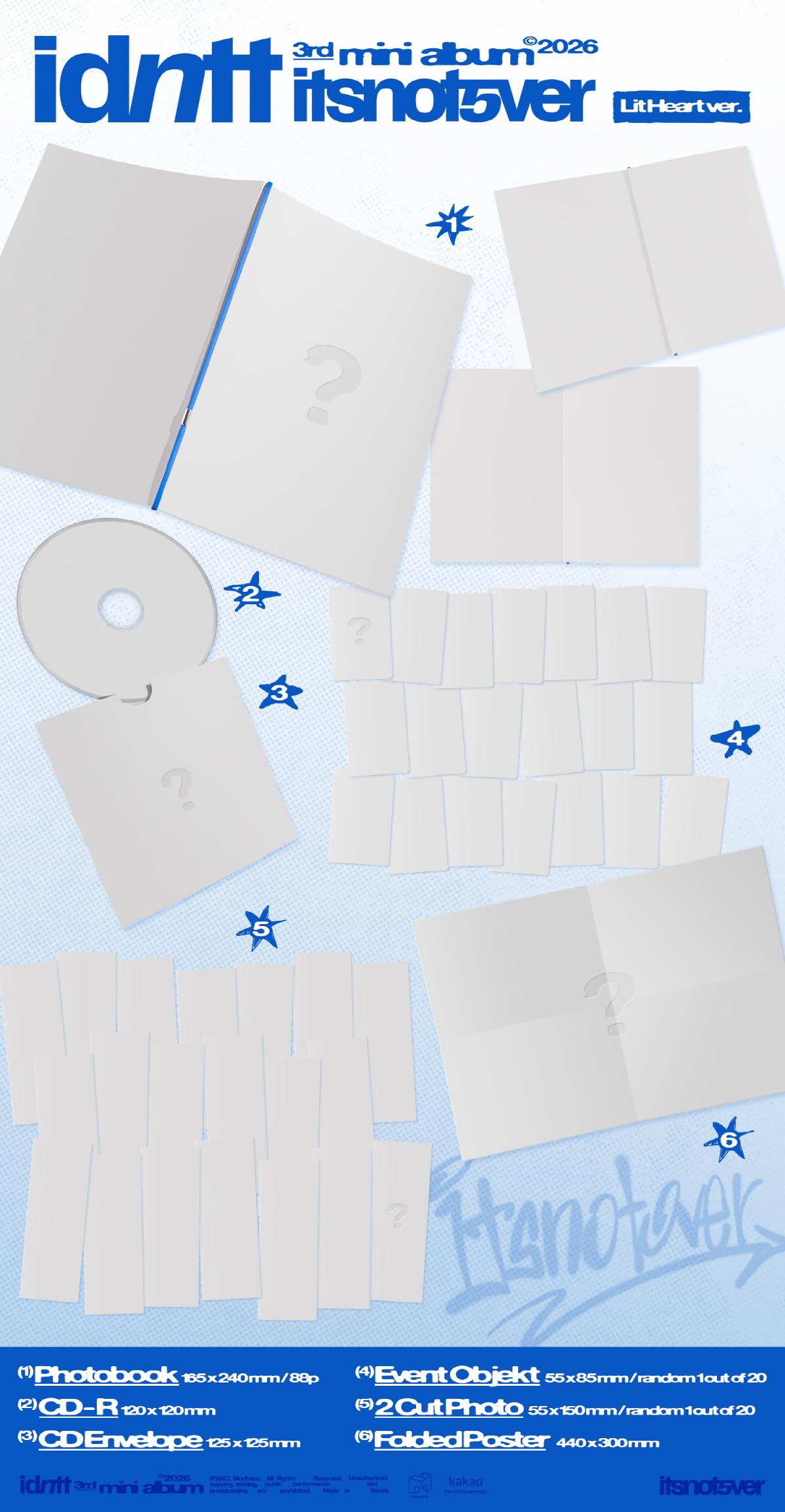 Set completo: 2 album standard + 1 album Wappen + 1 album musicale Objekt) idntt itsnotover 3 ° mini album con tracciamento