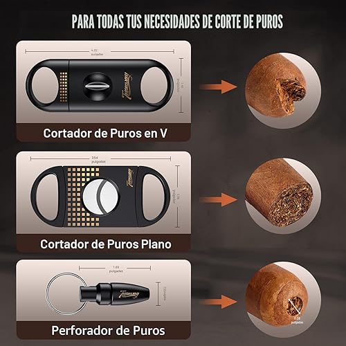 Miniatura 5 de Humidificador de Cigarros, Caja de Cigarros de Madera de Cedro, Humidificador de Escritorio con Superficie de Vidrio y Higrómetro Frontal