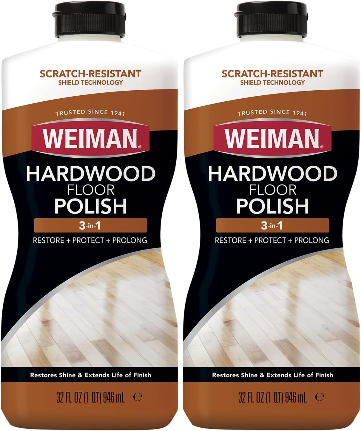 Wood Floor Polish and Restorer 32 Ounce (2 Pack) - High-Traffic Hardwood Floor, Natural Shine, Removes Scratches, Leaves Protective Layer - Packaging May Vary