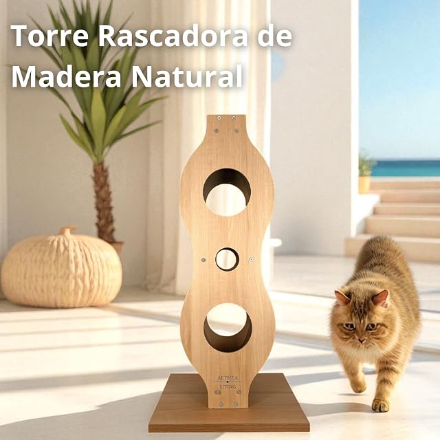 Foto 2 de 6 de Torre Rascadora para Gatos Océano de Roble y Madera Sólida