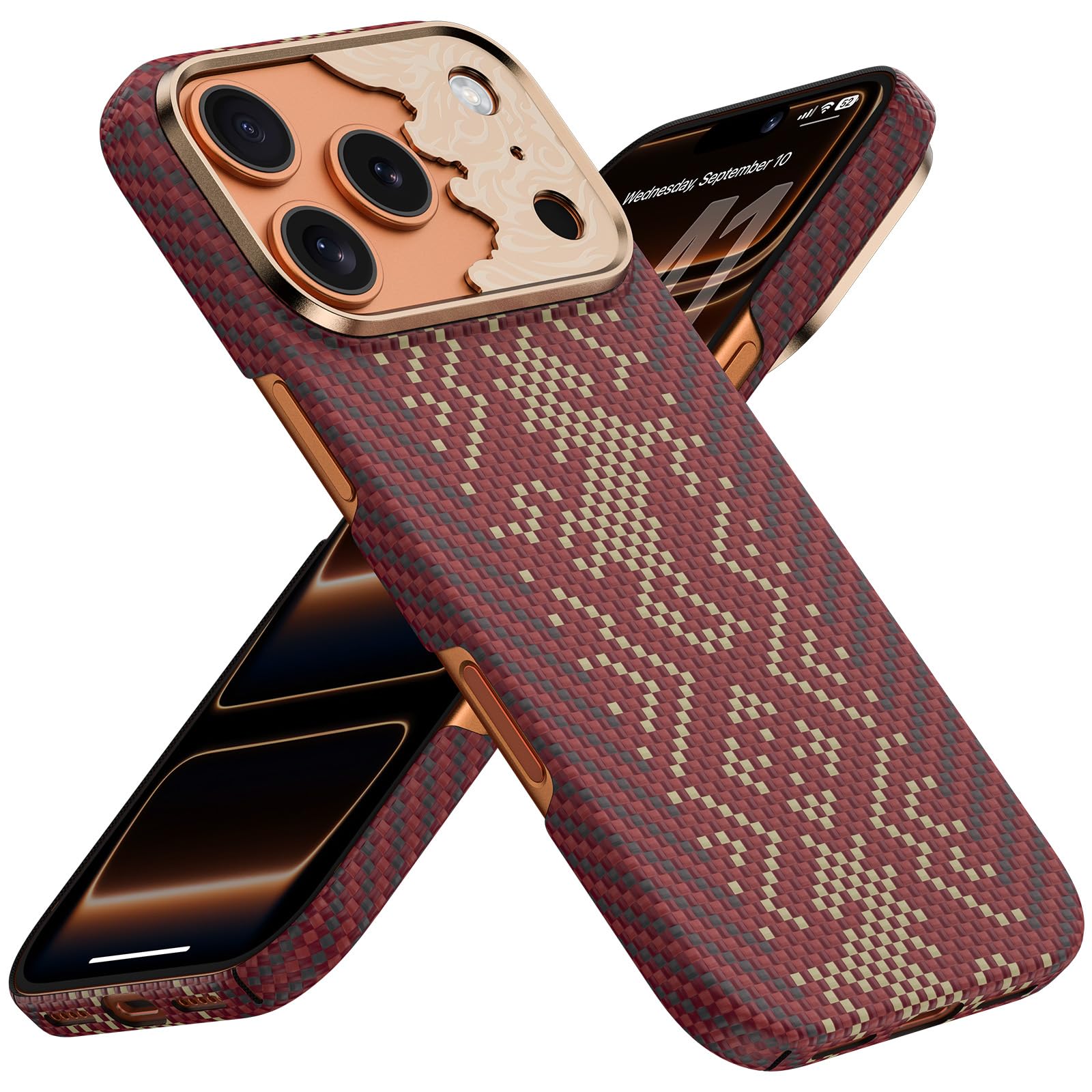BENKS Ultra Dünn für iPhone 17 Pro Hülle für MagSafe, Aus Dupont Kevlar Aramidfaser Gefertigt, Handyhülle iPhone 17 Pro Case Stoßfest Kratzfest Slim iPhone Hülle, ArmorAir Knight