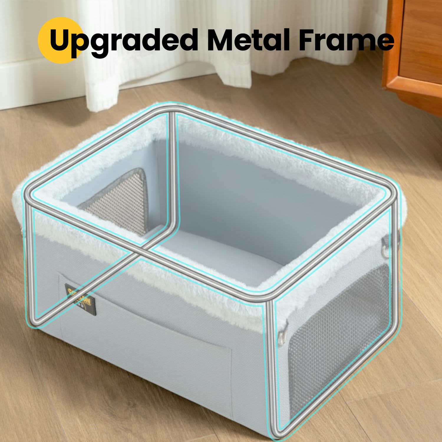 Conlun Dog Car Seat Booster for Small Pet Under 20lbs, Portable Travel Puppy Car Seat with Internal Steel Frame, Comfort Cushion & Storage Pockets, Adjustable Straps Fit Most Cars, Grey - image 3