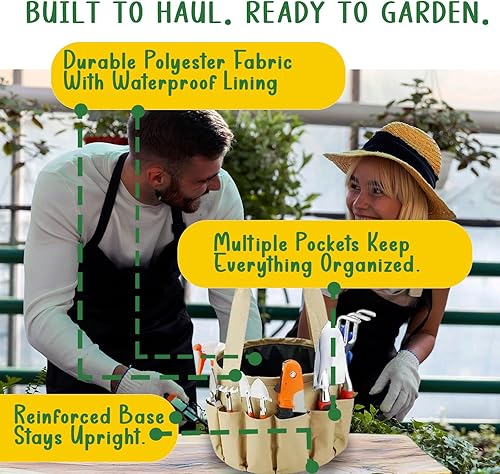 Miniatura 7 de Juego de herramientas de jardín de 11 piezas con bolsa de almacenamiento, kit de jardinería resistente con guantes, podadora, herramientas manuales