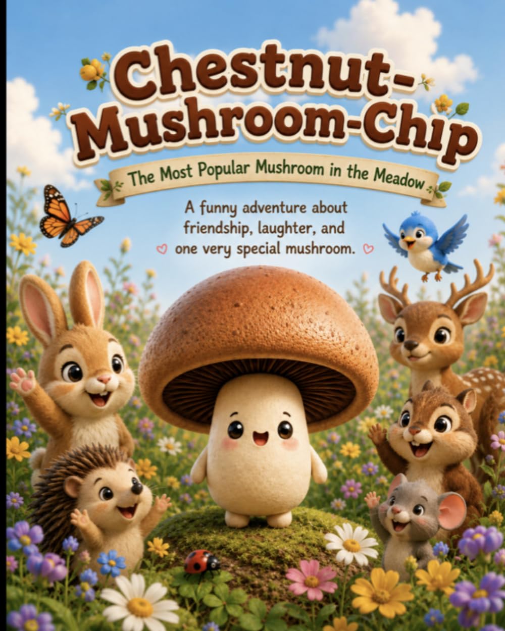 Chestnut mushroom chip the most popular mushroom in the meadow (Portobello mushroom friends)