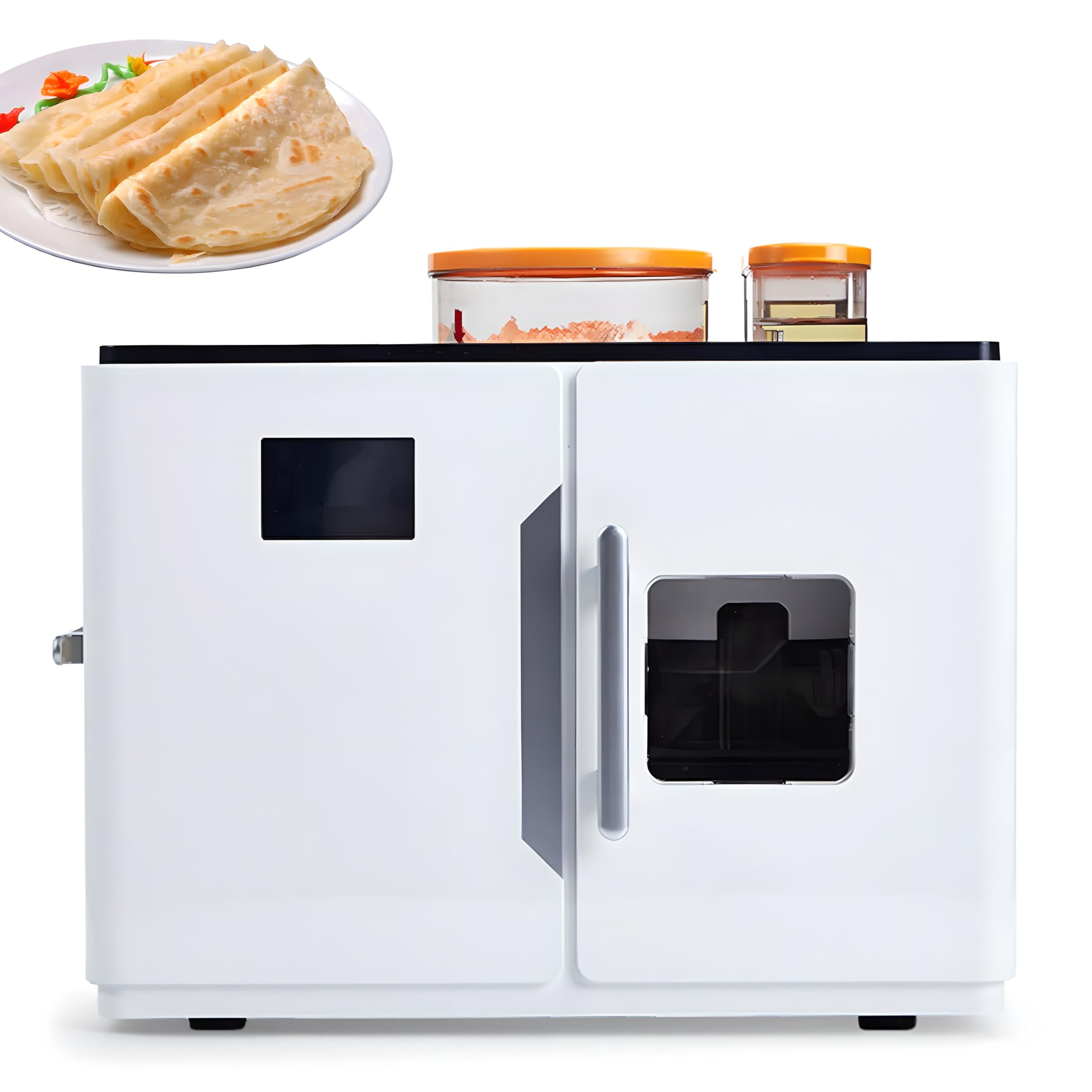 1800W Commercial Bread Making Machine, Fully Automatic Roti Chapati Maker with Touch Screen Control, Tortilla Press Cooker Make 20 Delicious Flatbreads, Tortillas