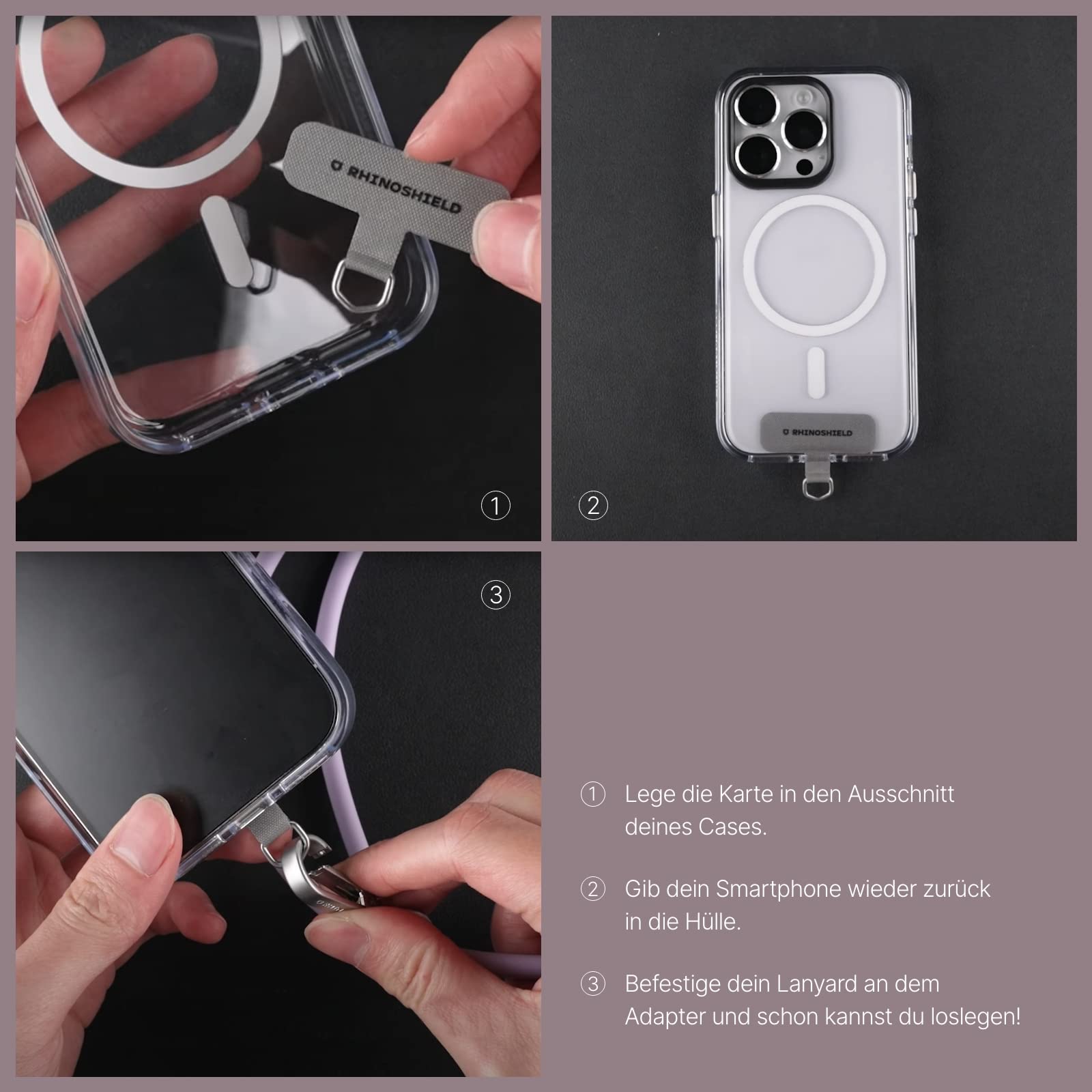 RHINOSHIELD Lanyard Gurtband | Magnetschnalle, verstellbare Länge, zusätzliche Schnallen zum Aufhängen von Zubehör wie Airpods, 25 mm Gurtband für maximalen Komfort (inklusive Adapter)