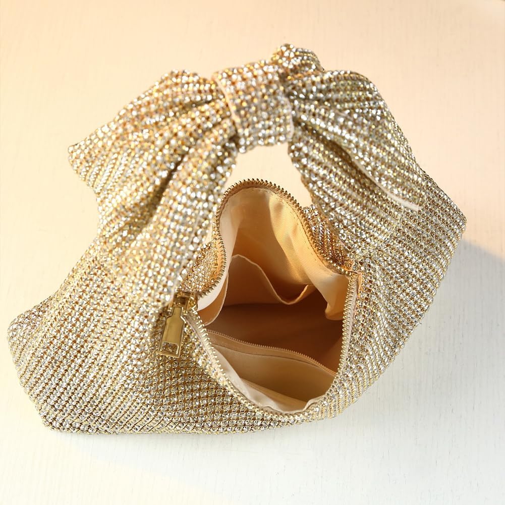 Rhinestone Bow Purse Sparkly Evening Bag Silver Clutch Purses for Women Glitter Evening Handbag for Wedding Party Prom - Image 4