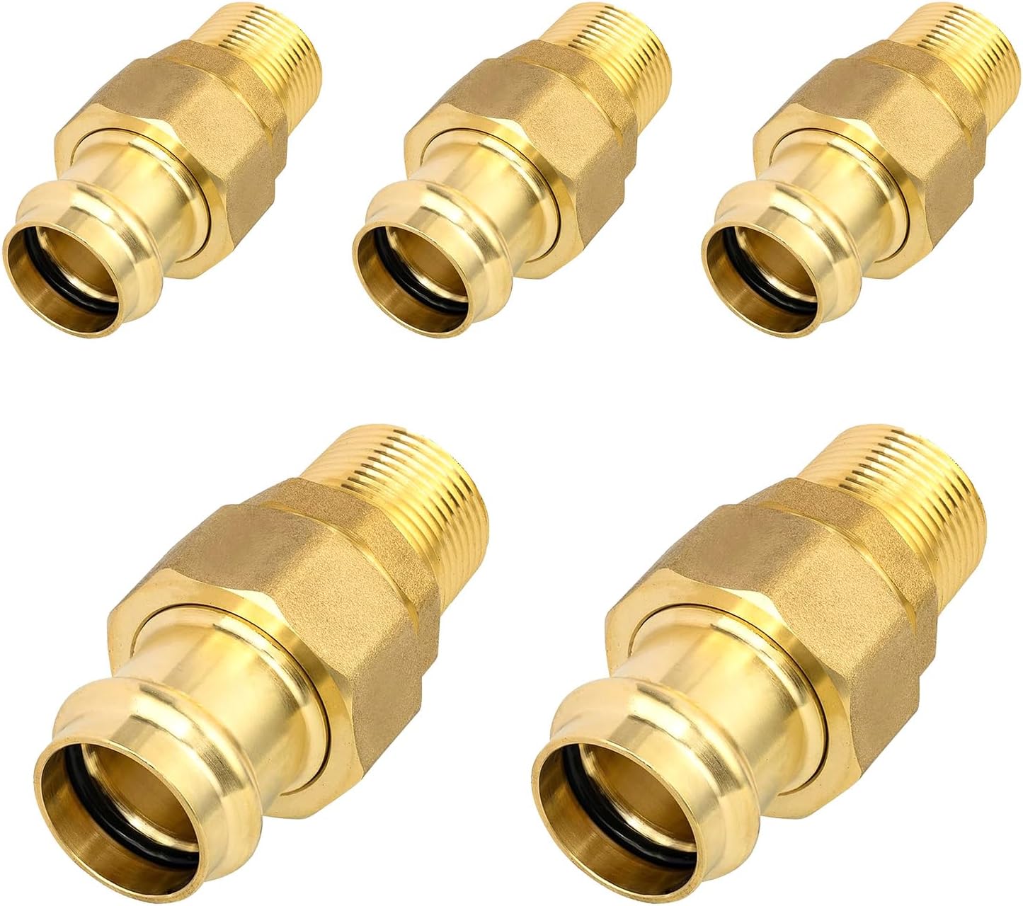 5-Pack HeSun Copper Press Fitting Elbow,1/2" Press X 1/2" Male NPT Elbow, LF Brass