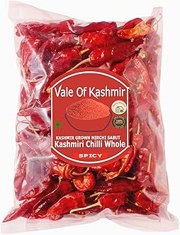 Vale Of Kashmir Kashmiri Mirchi/Chilli Whole 250 Gram | Natural Organic Hand Processed | Kashmiri Mirchi