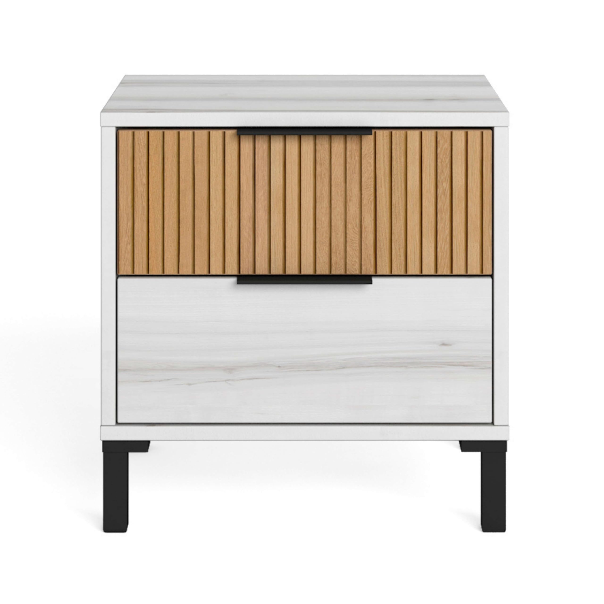 Miroytengo Pack Muebles Dormitorio Matrimonio Arles Nórdicos Modernos Color Blanco Albo y Roble Rayado