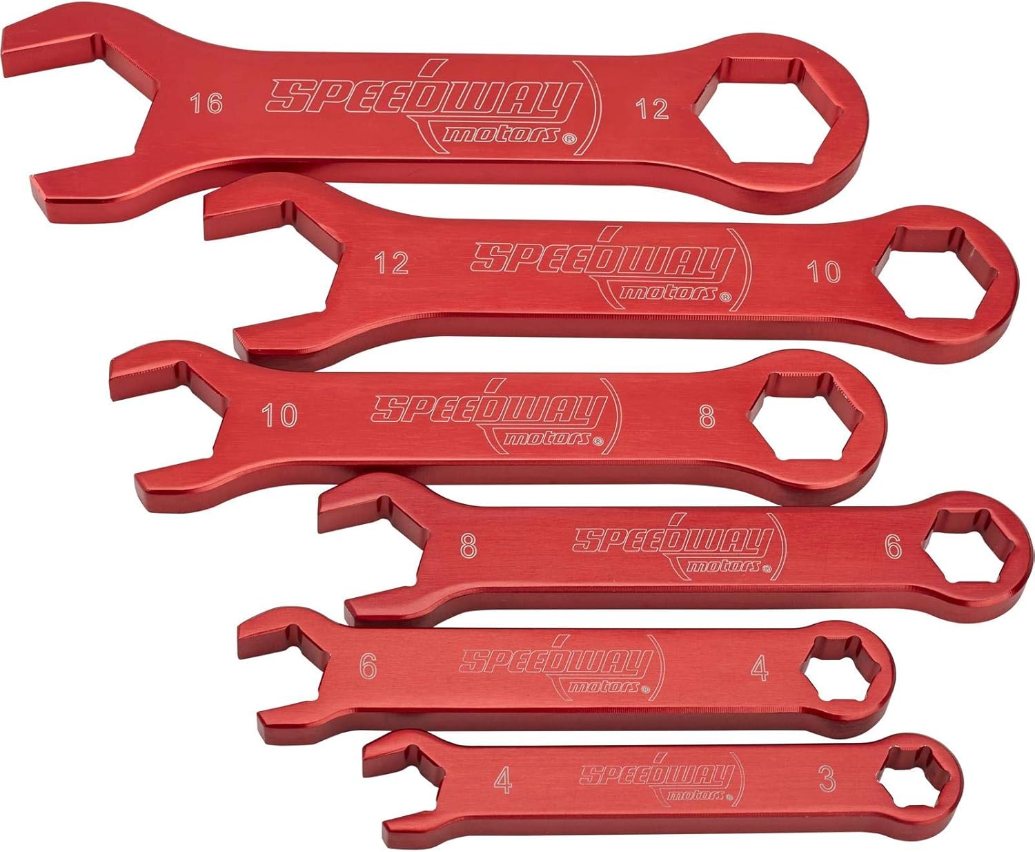 Speedway Motors 6-Piece Aluminum AN Fitting Wrench Set, Lightweight SAE & Metric Sizes, Machined from High-Strength Billet Aluminum, AN Line Tool Kit for Hose Fittings