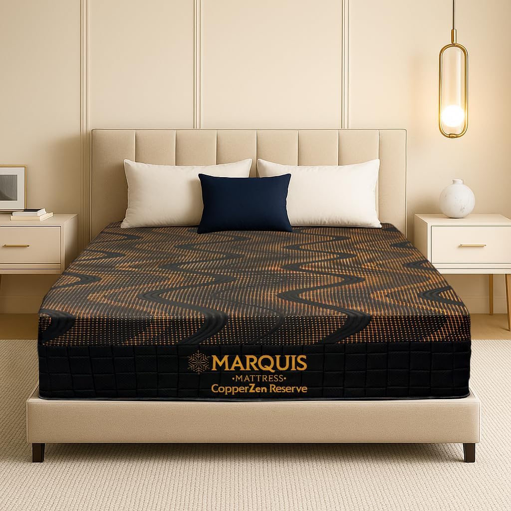 Marquis CopperZen Reserve Hybrid Plush Mattress – King Size Bed with Copper-Infused Cooling Cover & Tri-Zone Pocket Coils – CertiPUR-US Certified, Pressure Relief, 5-Year Warranty