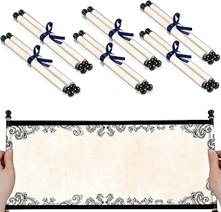 gisgfim 6Pcs Blank Paper Scrolls Small Vintage Paper Wrapped on Wood Rod 7x15-3/4 Inch Long Aged Blank Scroll for Writing Christmas Wedding Vows Invitation Letter Cosplay Prop, Renaissance Festivals