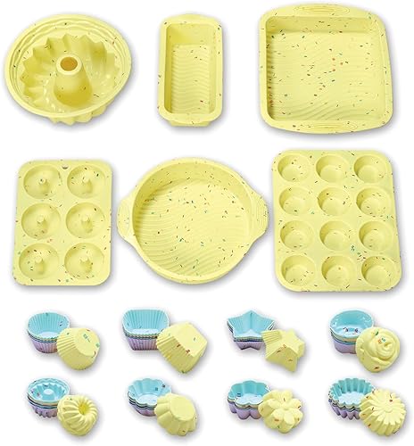 Miniatura 16 de Juego de 51 moldes de silicona para hornear, incluye molde para hornear, molde para pasteles, molde para pasteles, molde para tostadas, molde