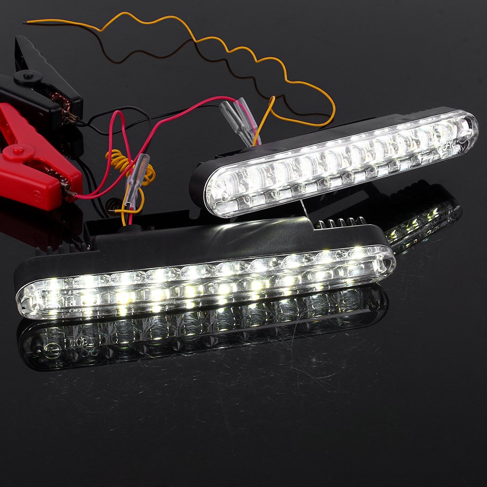 Qiilu Feux de jour 2X 30 LED Voiture 12V DC Feux de Signalisation Diurnes DRL Conduite Lumière du Jour Lampe + Clignotant