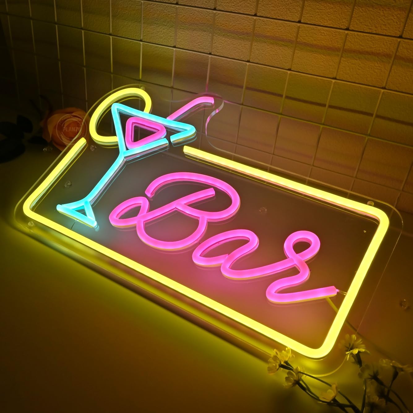 Planzo Bar Neon Sign for Wall Decor LED Light Up Cocktails Beer Bar Open Neon Lights for Home Pub Cafe Man Cave Club Coffee Bistro Restaurant Hotel Party Window Indoor USB Powered Dimmable