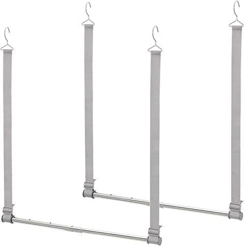 STORAGE MANIAC Barra colgante de armario, ancho y altura ajustable, organizador colgante de armario, barra colgante de ropa que ahorra espacio,