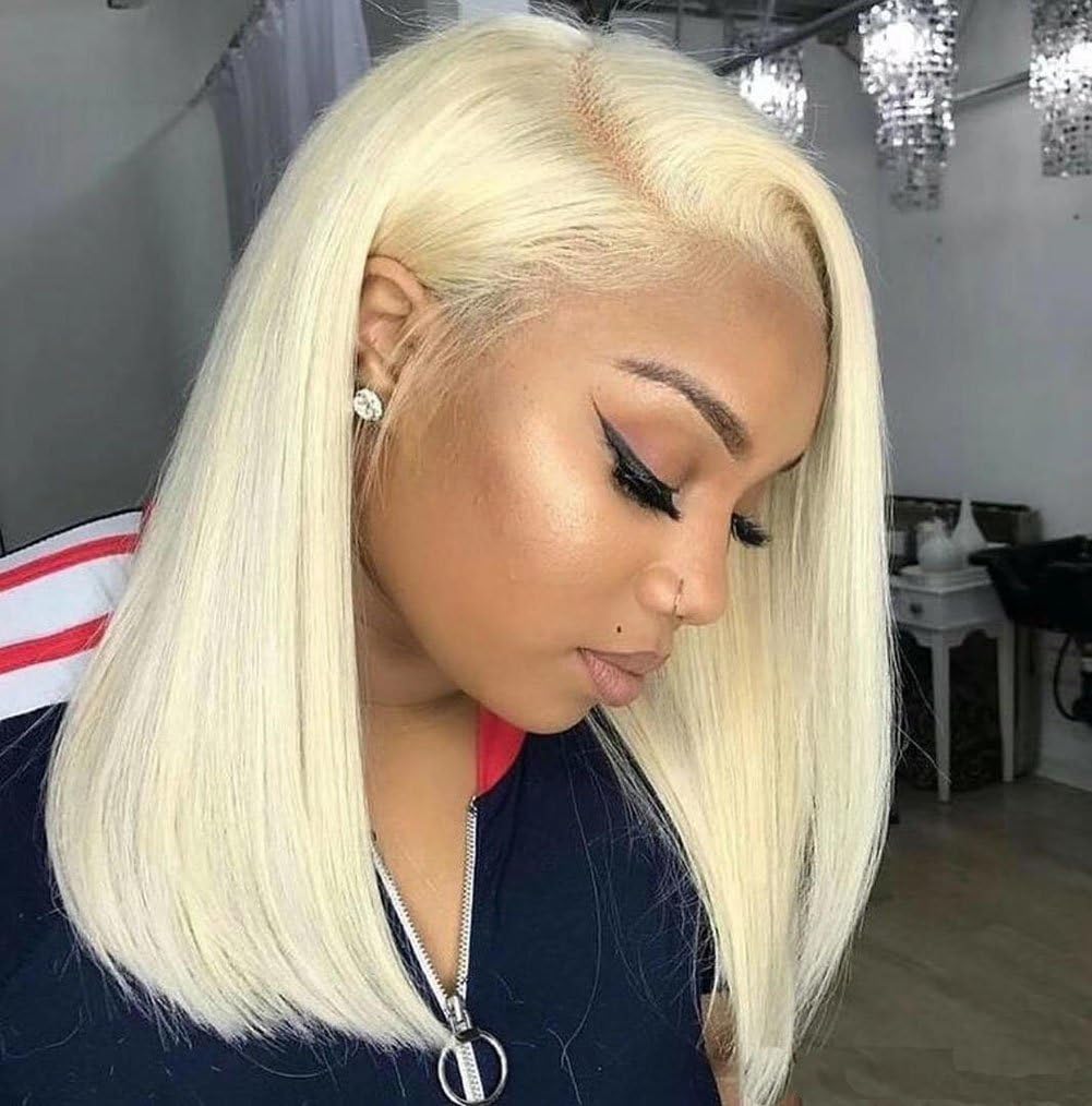 613 Frontal Bob Wigs 10inch Glueless Pre Plucked 13x4 Blonde Lace Front Wig 100% Virgin Brazilian Human Hair Lace Front Wigs Short Bob Straight Wigs handtied