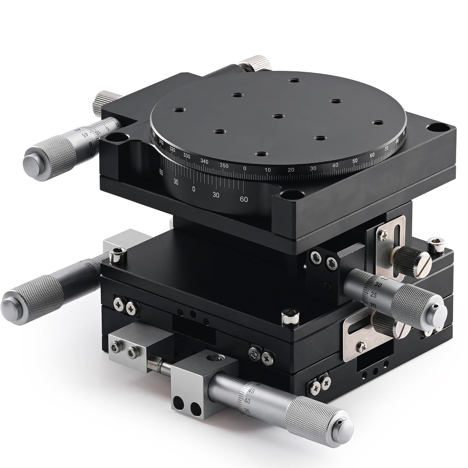 90x90mm XYZR 4 Axis Manual Linear Stage Bearing Tuning Table Positioning Platform | 3.54"x3.54" Mini Fine Tuning Sliding Table for Precision Inspection Device Positioning Optical Lab