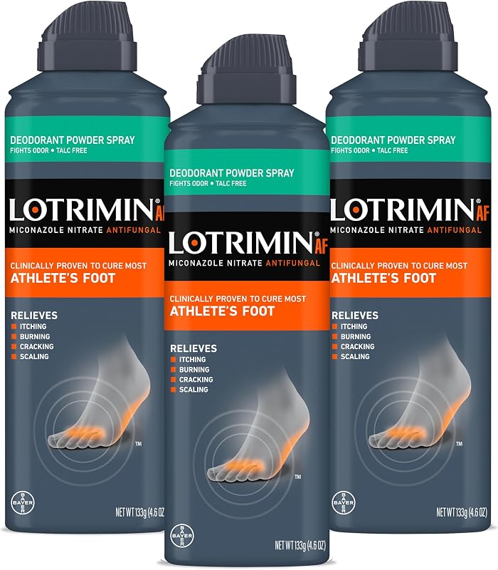 Lotrimin Medicated Deodorant Powder Spray with Miconazole Nitrate 2%, 4.6 oz (Pack of 3)