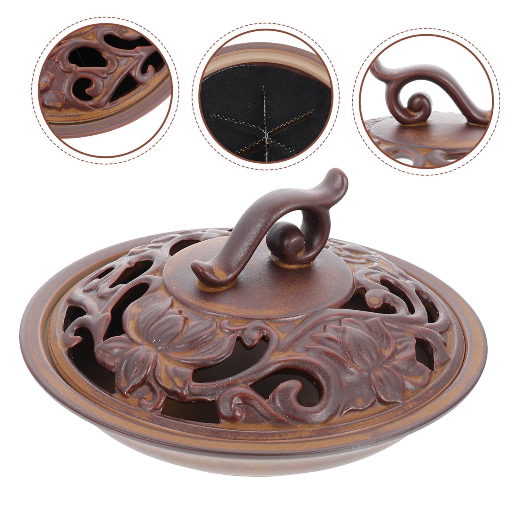 Bruciatore Incenso Ceramico, Porta Incenso da Tavolo, Decorazione | Stile Retrò Bronzo, per Camera da Letto e Ambiente Interno, Uso Multifunzione per Aromaterapia e Relax