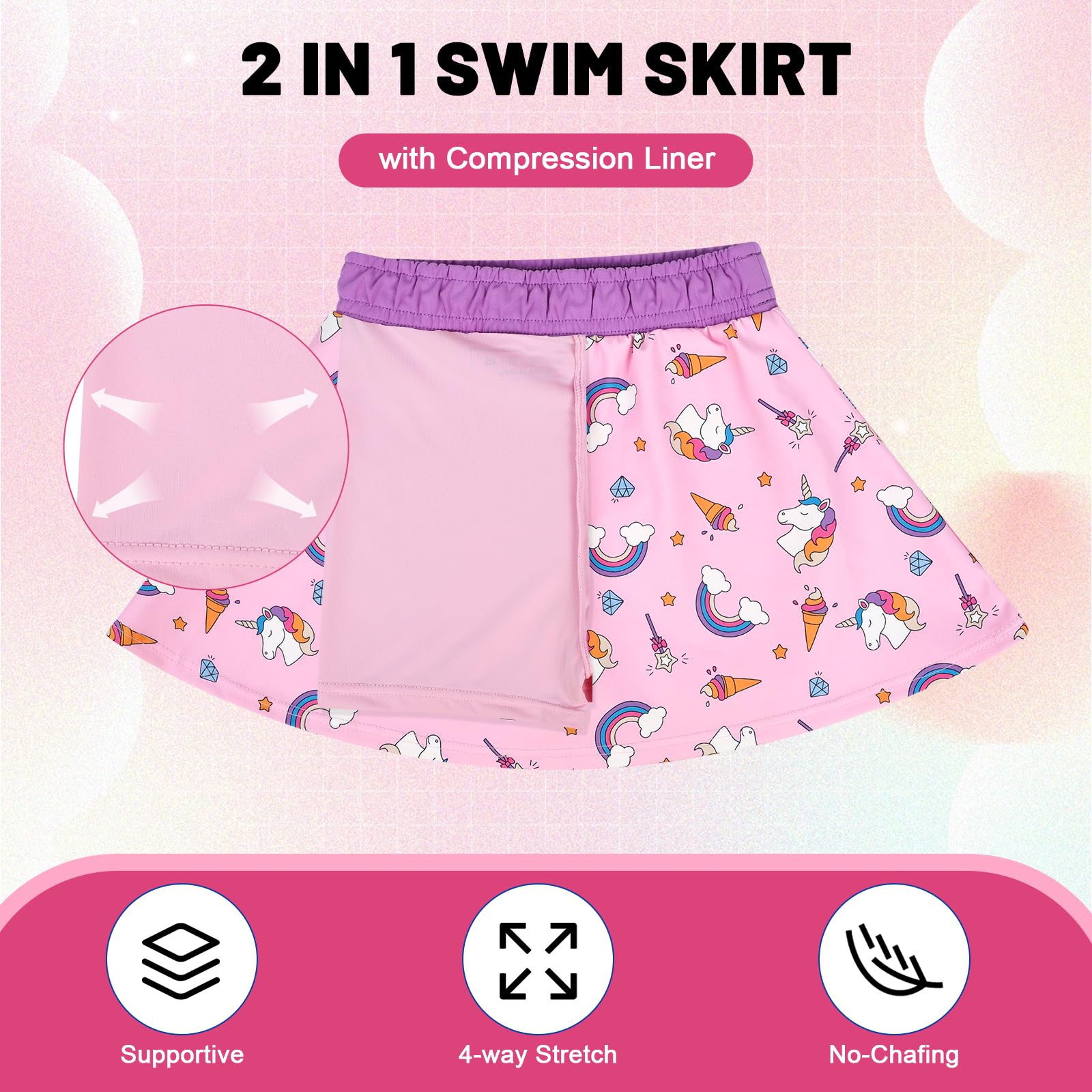 FLYISH DIRECT Costume da Bagno per Bambini e Rashguard Rash-Guard Set, Costume da Bagno Due Pezzi per Bambini e Bambine