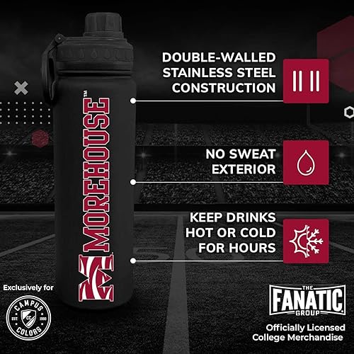 Vista 494 de Campus Colors Botella de agua de acero inoxidable de la NCAA, tapa giratoria, 24 onzas, clip de transporte, mantiene tus bebidas calientes o frías