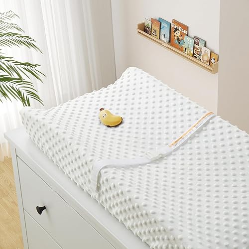 Miniatura 6 de Homiest Paquete de 2 fundas para cambiador, sábanas blancas y verde salvia, tela de vellón ultra suave, tela de lunares minky, funda transpirable y