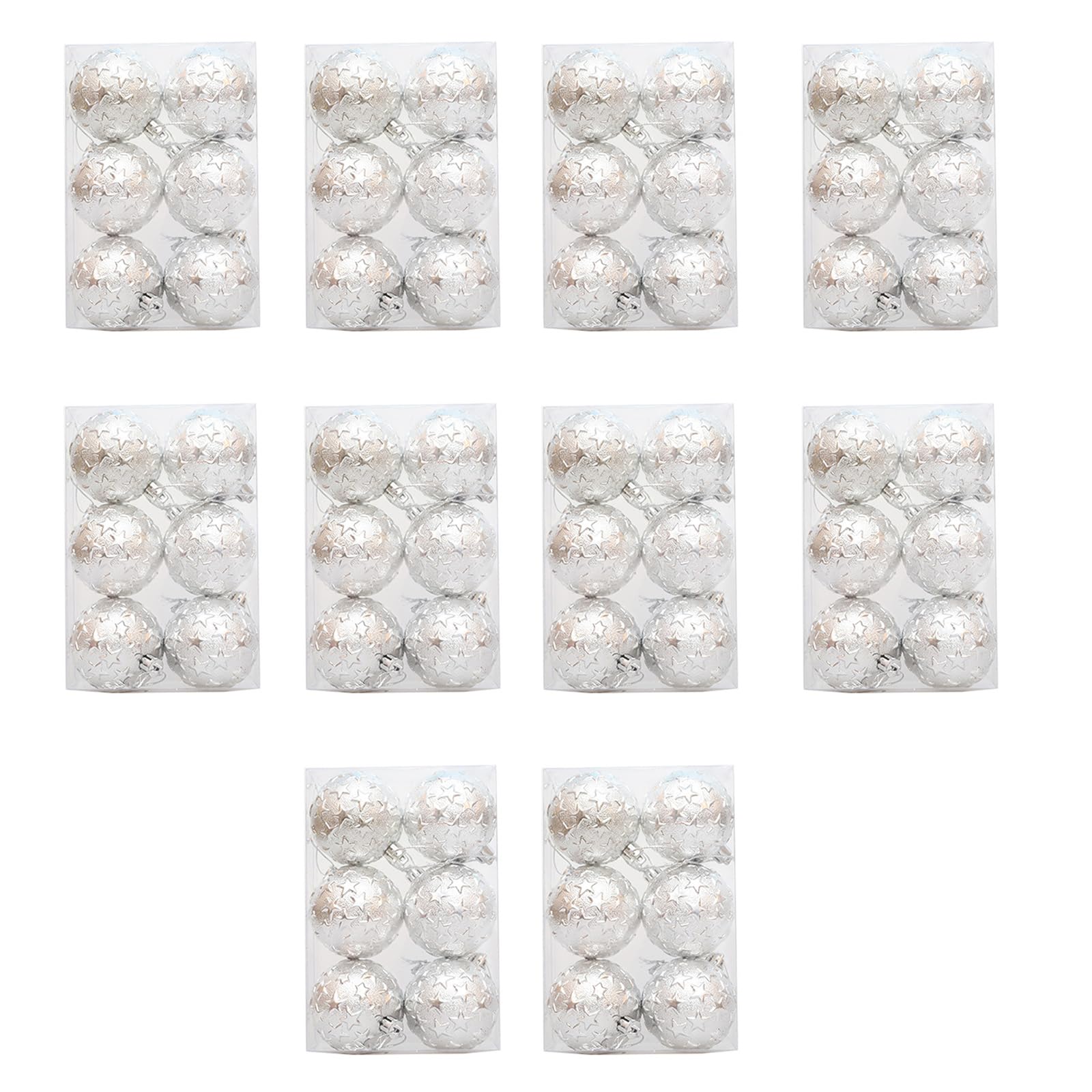 Pangboer Silver 10 Boxes Shimmering Christmas Tree Baubles Plastics Electroplated Ornaments For Festives Stylish Holidays Decorations Festives Hanging Charm