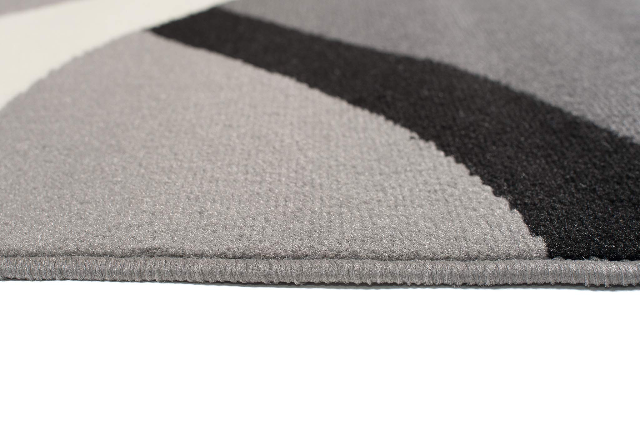 TAPISO Dream Tapis de Salon Chambre Salle à Manger Adulte Bureau Design Moderne Noir Gris Blanc Abstrait Motif Ondes Vagues Poil Court Fin Doux Léger Résistant 140 x 200 cm