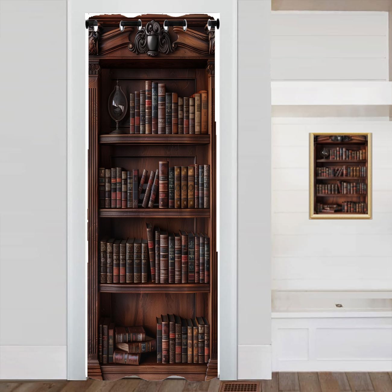 Fantasy Bookshelf Door Curtain for Doorway Privacy, Old Magical Library Bookcase Closet Door Cover Curtain for Kids Boys Girls Teens Room Decor, 1 Panel 34" W X 80" L