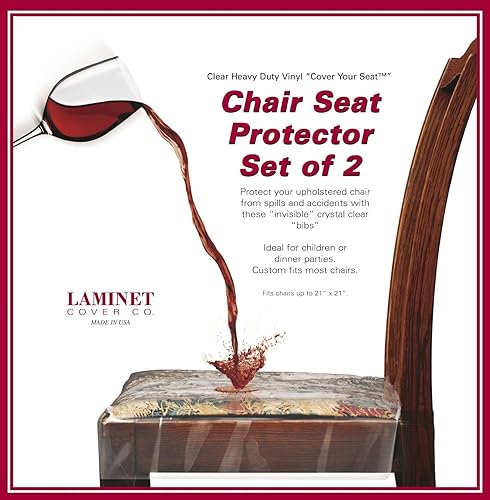 Protectores para sillas de vinilo LAMINET, Transparente, 26X253/4-pulgadas, Se adapta a sillas de hasta 21x21 pulgadas, Juego de 2
