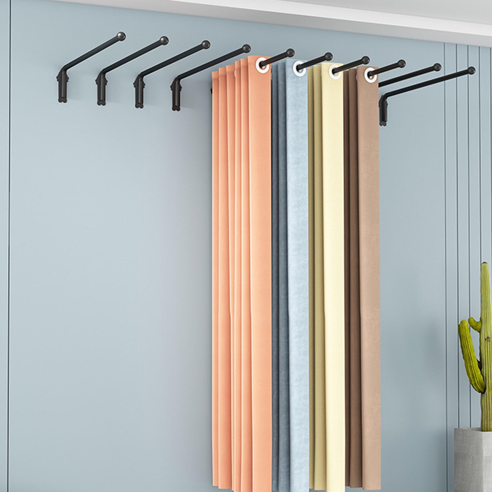 Tringles à Rideaux Noires pour fenêtres et Portes, 50 cm, Supports pour Demi-Rideaux, présentoirs latéraux pour la décoration intérieure, Solutions polyvalentes pour Habiller Vos fenêtres, d