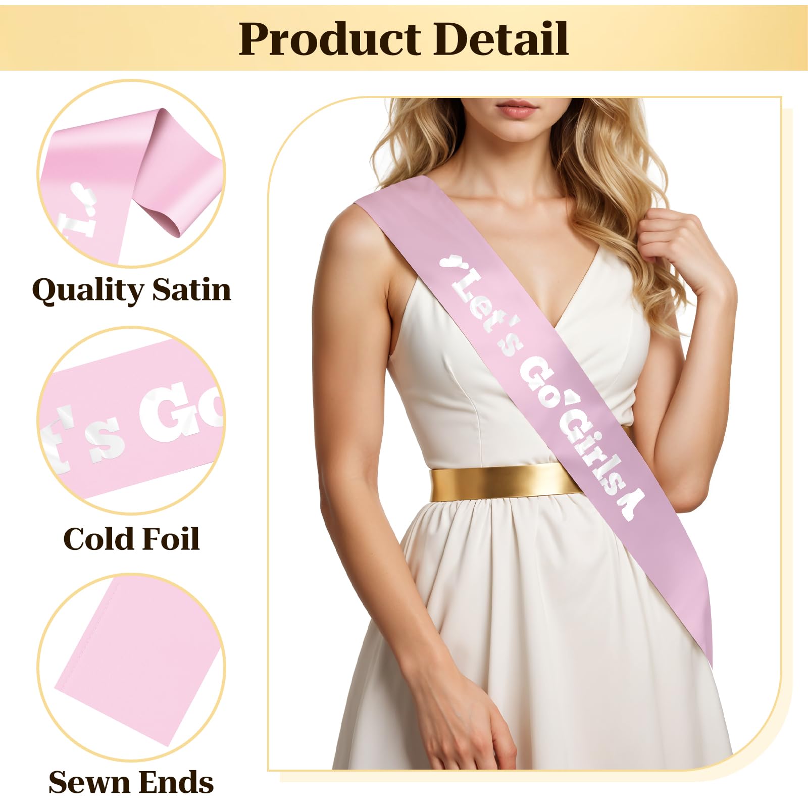 Cowgirl Bachelorette Sash Bachelorette Party Sashes Wedding Party Decorations for Women Girls Bridesmaid Proposal Gift Pink Satin Sash with Silver Letters Bridesmaid Gifts for Women - Image 3