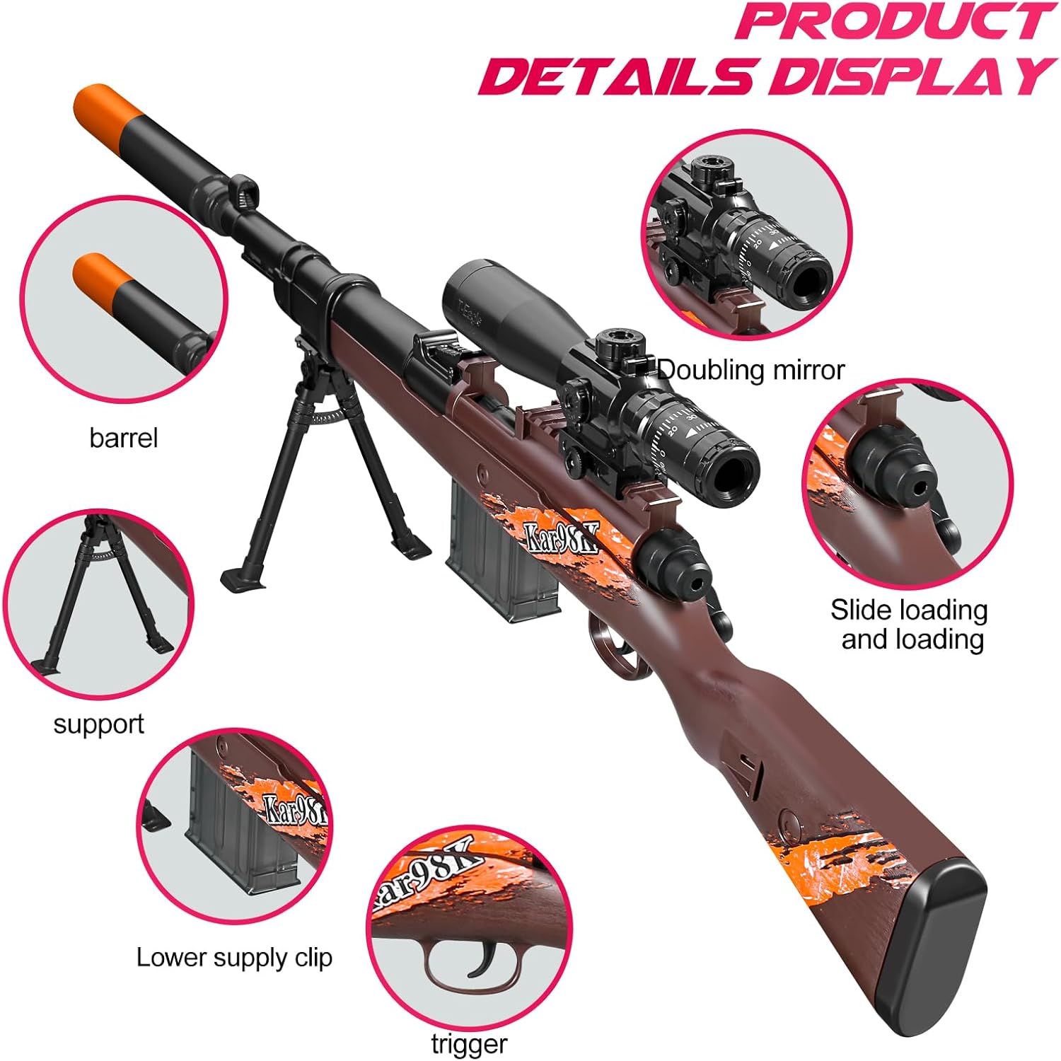 Toy Gun Dart Foam Pellet Blasters Shell ejecting Shotgun Cool Stuff Gifts for boy Age 8+ 9 10 11 12 Year Old Teen Adult Kid Shooting Game with Scope Soft Bullet Sniper Rifle (Brown) - Image 5